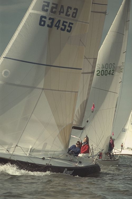 Racing sails and crew
