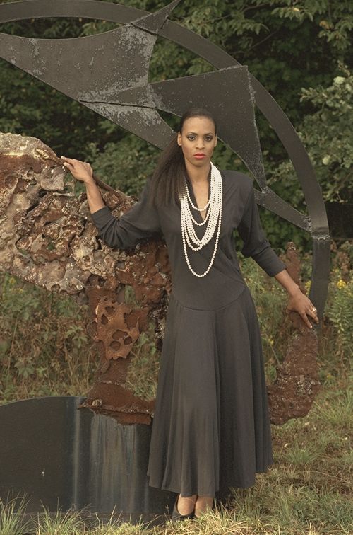 Woman in a long black dress